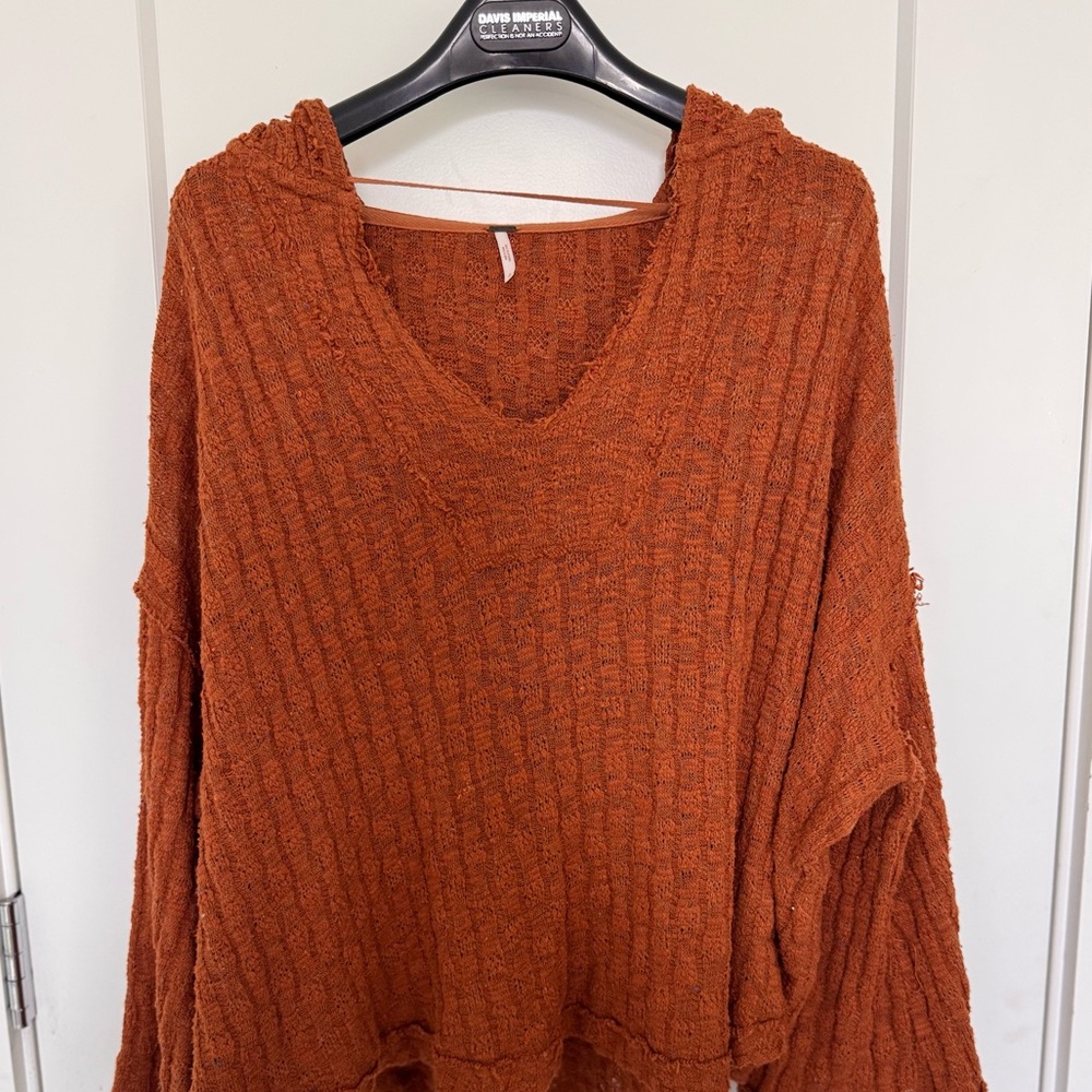 Free People V-Neck Sweater in Rust